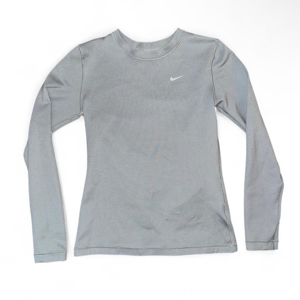 Nike Women’s Pro Therma Crew CU4583‑073 – Grey, Size S – Thumb Holes